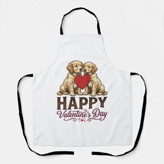 Golden Retriever Frohen Valentinstag Schürze (Vorderseite)