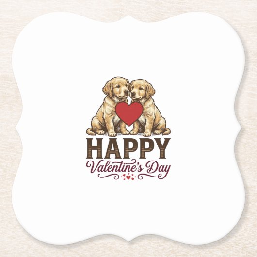 Golden Retriever Frohen Valentinstag Untersetzer (Vorderseite)