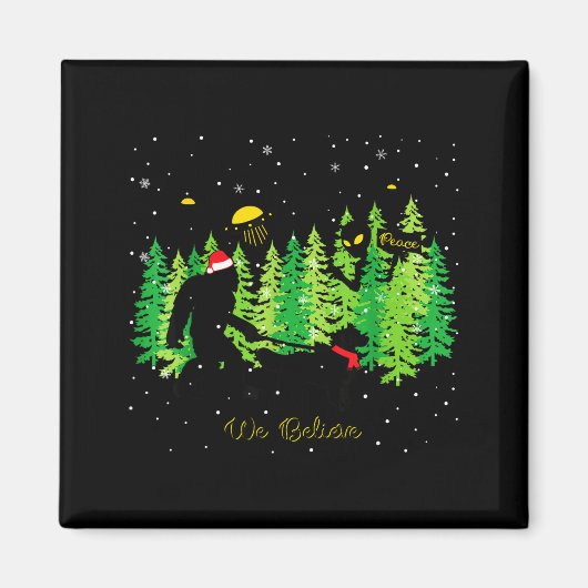 Golden Retriever Funny Bigfoot Christmas Alien Ufo Magnet (Vorne)
