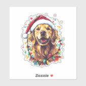 Golden Retriever Funny dog Christmas Santa Hat lig Aufkleber (Blatt)