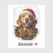 Golden Retriever Funny dog Christmas Santa Hat lig Aufkleber (Blatt)