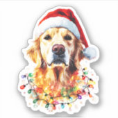 Golden Retriever Funny dog Christmas Santa Hat lig Aufkleber (Vorderseite)
