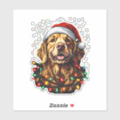 Golden Retriever Funny dog Christmas Santa Hat lig Aufkleber (Blatt)