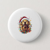 Golden Retriever Funny dog Christmas Santa Hat lig Button (Vorderseite)
