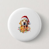 Golden Retriever Funny dog Christmas Santa Hat lig Button (Vorderseite)