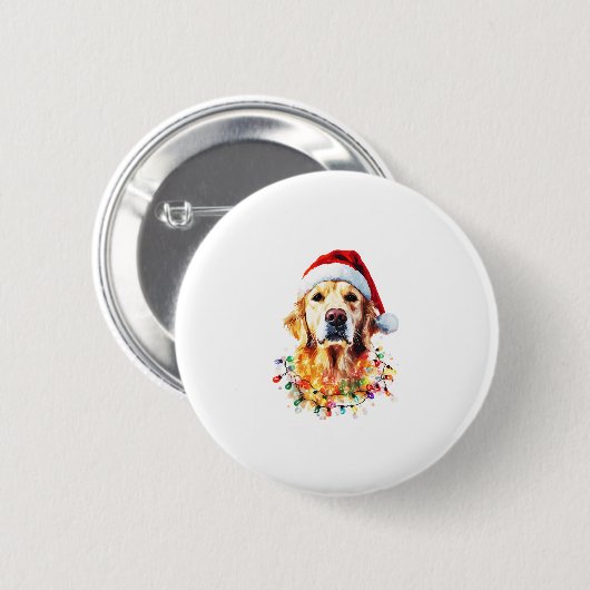 Golden Retriever Funny dog Christmas Santa Hat lig Button (Vorne & Hinten)