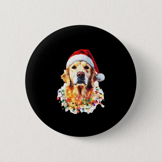 Golden Retriever Funny dog Christmas Santa Hat lig Button (Vorderseite)