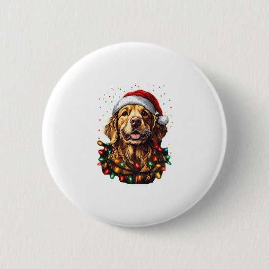 Golden Retriever Funny dog Christmas Santa Hat lig Button (Vorderseite)