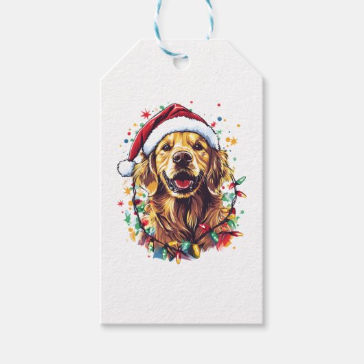 Golden Retriever Funny dog Christmas Santa Hat lig Geschenkanhänger (Vorderseite)