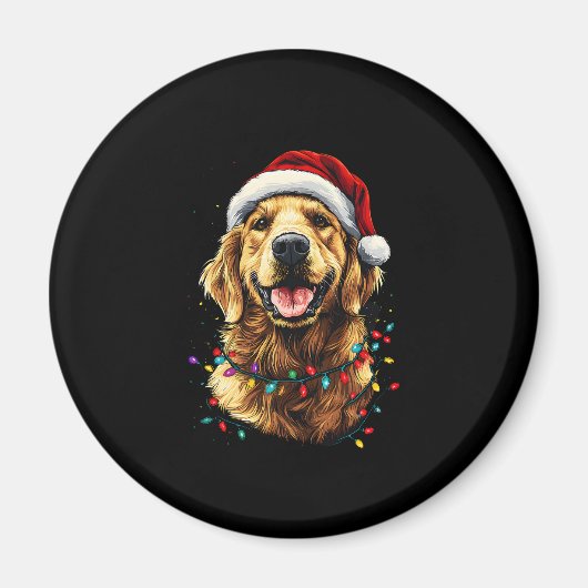 Golden Retriever Funny dog Christmas Santa Hat lig Magnet (Vorne)