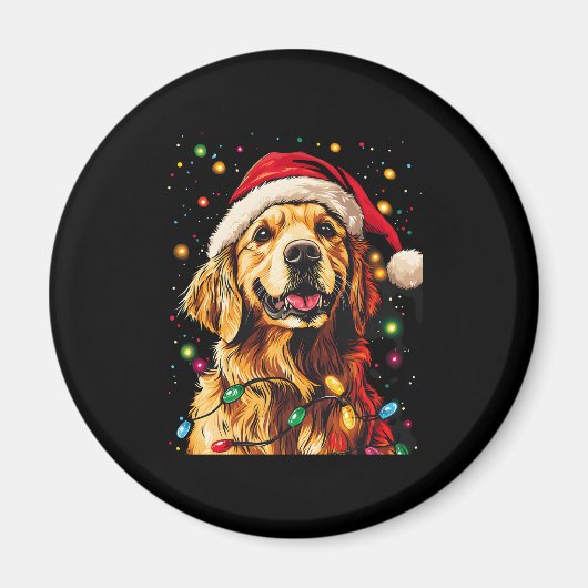 Golden Retriever Funny dog Christmas Santa Hat lig Magnet (Vorne)