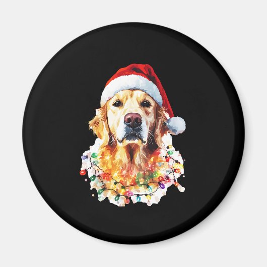 Golden Retriever Funny dog Christmas Santa Hat lig Magnet (Vorne)