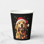 Golden Retriever Funny dog Christmas Santa Hat lig Pappbecher (Vorderseite)