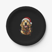 Golden Retriever Funny dog Christmas Santa Hat lig Pappteller (Vorderseite)