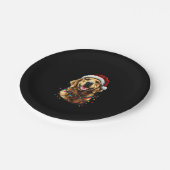 Golden Retriever Funny dog Christmas Santa Hat lig Pappteller (Schrägansicht)