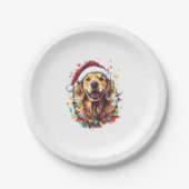 Golden Retriever Funny dog Christmas Santa Hat lig Pappteller (Vorderseite)