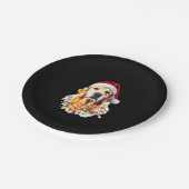 Golden Retriever Funny dog Christmas Santa Hat lig Pappteller (Schrägansicht)