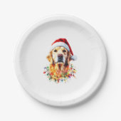 Golden Retriever Funny dog Christmas Santa Hat lig Pappteller (Vorderseite)