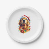 Golden Retriever Funny dog Christmas Santa Hat lig Pappteller (Vorderseite)