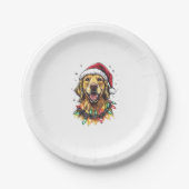 Golden Retriever Funny dog Christmas Santa Hat lig Pappteller (Vorderseite)