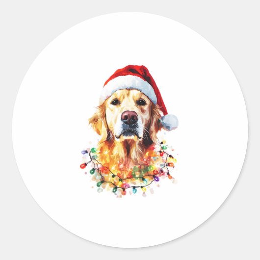 Golden Retriever Funny dog Christmas Santa Hat lig Runder Aufkleber (Vorderseite)