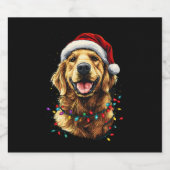 Golden Retriever Funny dog Christmas Santa Hat lig Schaumweinetikett (Einzelnes Label)
