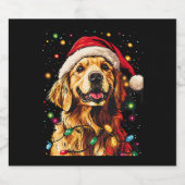 Golden Retriever Funny dog Christmas Santa Hat lig Schaumweinetikett (Einzelnes Label)