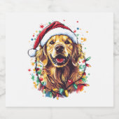 Golden Retriever Funny dog Christmas Santa Hat lig Schaumweinetikett (Einzelnes Label)