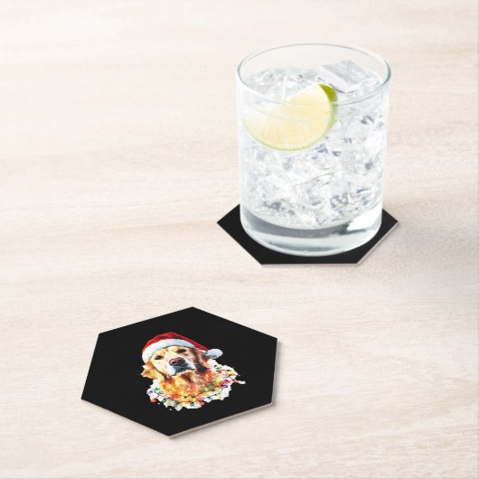 Golden Retriever Funny dog Christmas Santa Hat lig Untersetzer (Vor Ort)