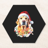 Golden Retriever Funny dog Christmas Santa Hat lig Untersetzer (Vorderseite)