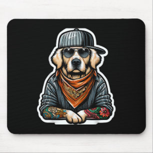 Golden Retriever Gangsta Kostüm Tattoo Dog Eigentü Mousepad