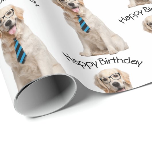 Golden Retriever Geburtstag Geschenkpapier (Rolleneckpunkt)