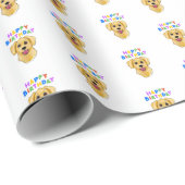 Golden Retriever Geburtstag Geschenkpapier (Rolleneckpunkt)