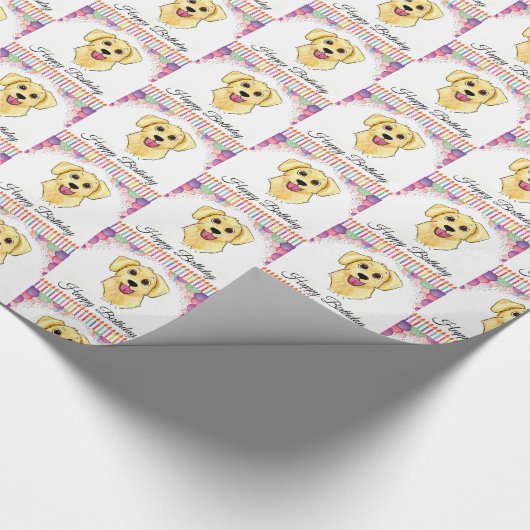 Golden Retriever Geburtstag Geschenkpapier (Ecke)