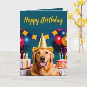 Golden Retriever Geburtstag Karte (Gelbe Blume)