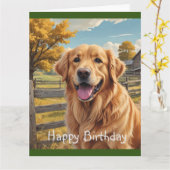 Golden Retriever Geburtstag Karte (Gelbe Blume)