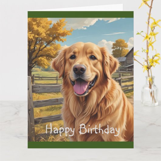 Golden Retriever Geburtstag Karte (Gelbe Blume)