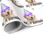 Golden Retriever Geburtstag mit Konfetti Geschenkpapier (Rolleneckpunkt)