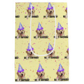 Golden Retriever Geburtstag mit Konfetti Mittlere Geschenktüte (Rückseite)