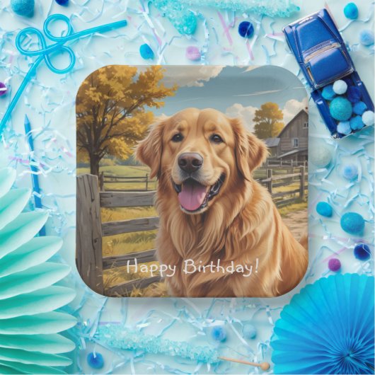 Golden Retriever Geburtstag Pappteller (Party)