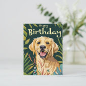 Golden Retriever Geburtstag Postkarte (Stehend Vorderseite)