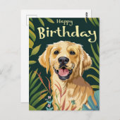 Golden Retriever Geburtstag Postkarte (Vorne/Hinten)