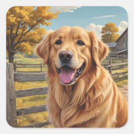 Golden Retriever Geburtstag Quadratischer Aufkleber