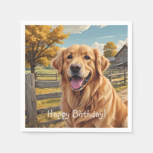 Golden Retriever Geburtstag Serviette (Vorderseite)