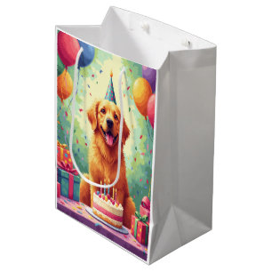 Golden Retriever Geburtstagsfeier Mittlere Geschenktüte