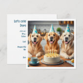Golden Retriever Geburtstagskarte, Hundebeitag Einladung (Vorne/Hinten)