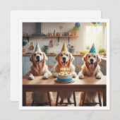 Golden Retriever Geburtstagskarte, Hundebeitag Einladung (Vorne/Hinten)