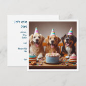 Golden Retriever Geburtstagskarte, Hundebeitag Einladung (Vorne/Hinten)