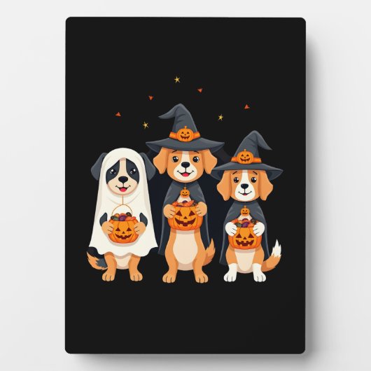 Golden Retriever Geist Halloween Süßigkeiten Oder  Fotoplatte (Vorderseite)