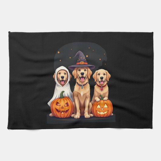 Golden Retriever Geist Halloween Süßigkeiten Oder Geschirrtuch (Horizontal)